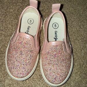 Cat & Jack Pink Glitter Toddler Slip-On Shoes (Size 5)